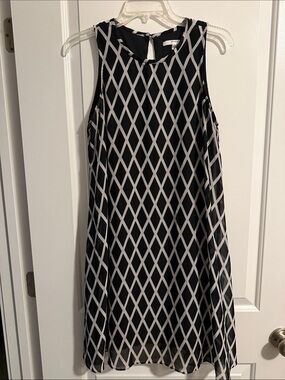 Studio One Black Mini Dress with White Diamond Lattice-size 10